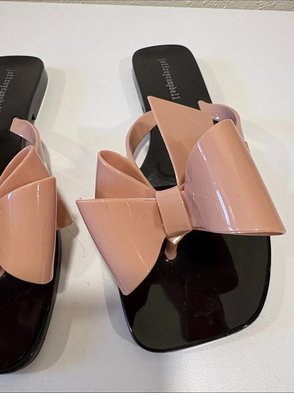 Jeffrey Campbell Nude Pink Bow Jelly Slide Sandals - Women